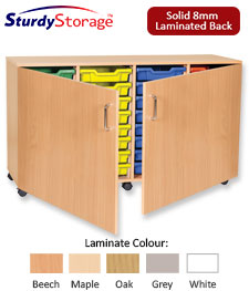 Sturdy Storage Quad Column Unit -  32 Shallow Trays with Doors
