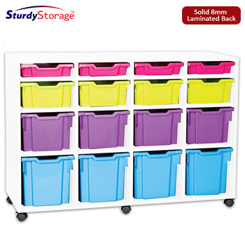Sturdy Storage - Ready Assembled White Cubbyhole Storage With 16 Variety Trays