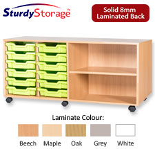 Sturdy Storage Quad Column Unit -  12 Trays & 2 Storage Compartments