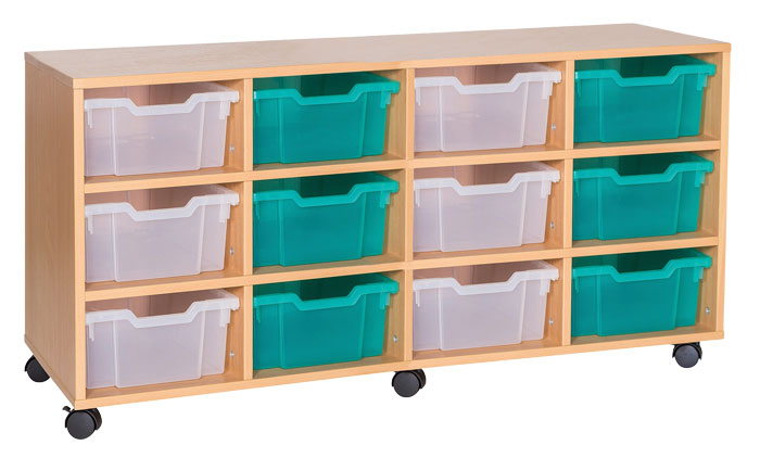 Sturdy Storage - Ready Assembled Cubbyhole Storage with 12 deep Trays (Mobile)