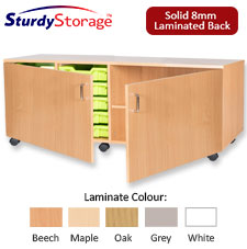 Ready Assembled Quad Column Unit -  10 Trays & 2 Storage Compartments with Doors