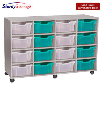 Sturdy Storage - Ready Assembled Grey Cubbyhole Storage With 16 Deep Trays