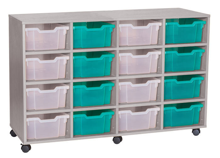Sturdy Storage - Ready Assembled Grey Cubbyhole Storage With 16 Deep Trays