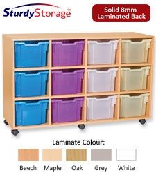 Sturdy Storage Cubbyhole Storage with Extra-Deep Trays - 12 Tray Quad Unit