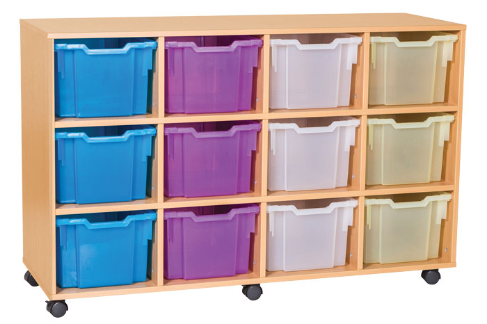 Sturdy Storage Cubbyhole Storage with Extra-Deep Trays - 12 Tray Quad Unit