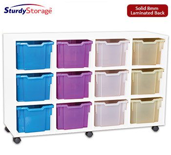 Sturdy Storage - Ready Assembled White Cubbyhole Storage With 12 Extra Deep Trays