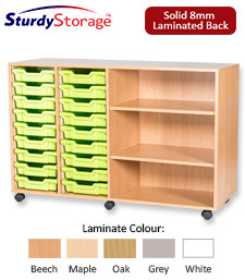 Sturdy Storage Quad Column Unit -  18 Trays & 3 Storage Compartments