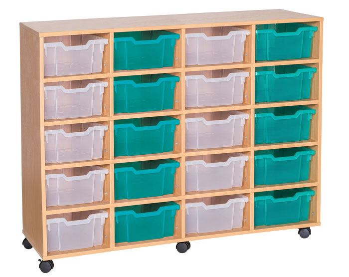 Sturdy Storage - Ready Assembled Cubbyhole Storage with 20 deep Trays (Mobile)