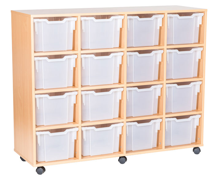 Sturdy Storage Cubbyhole Storage with Extra-Deep Trays - 16 Tray Quad Unit