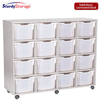 Sturdy Storage - Ready Assembled Grey Cubbyhole Storage With 16 Extra Deep Trays