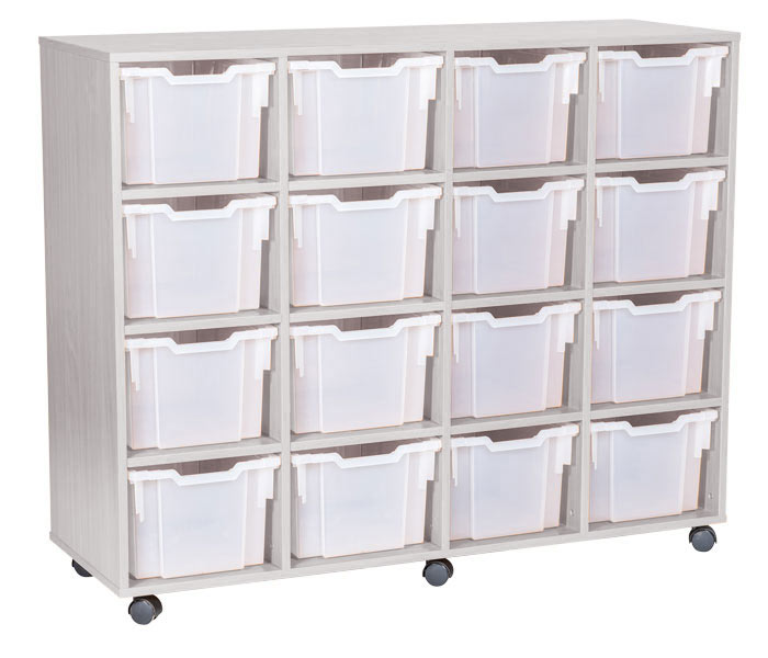 Sturdy Storage - Ready Assembled Grey Cubbyhole Storage With 16 Extra Deep Trays