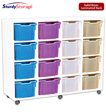 Sturdy Storage - Ready Assembled White Cubbyhole Storage With 16 Extra Deep Trays