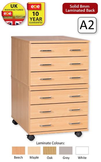 Ready Assembled 6 Drawer A2 Plan chest