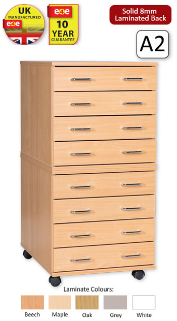 Ready Assembled 8 Drawer A2 Plan chest