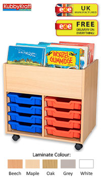 8 Tray Mobile Book Trolley