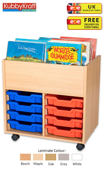 8 Tray Mobile Book Trolley