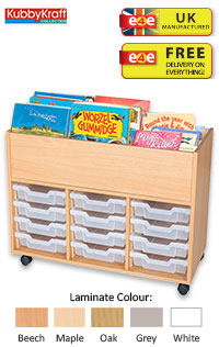 12 Tray Mobile Book Trolley