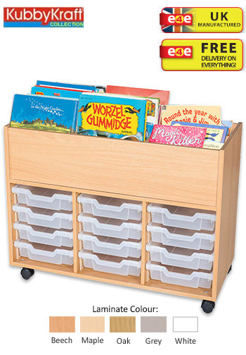 12 Tray Mobile Book Trolley