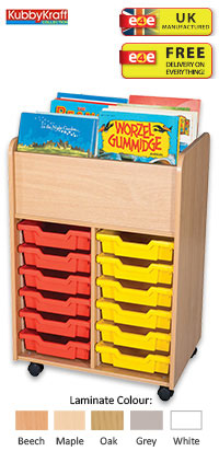 12 Tray Tall Mobile Book Trolley