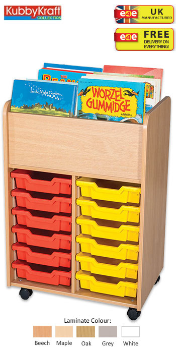 12 Tray Tall Mobile Book Trolley