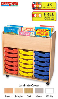 18 Tray Tall Mobile Book Trolley