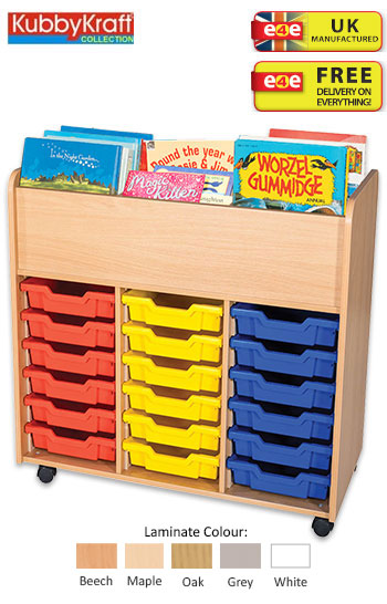 18 Tray Tall Mobile Book Trolley