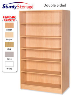 Sturdy Storage Double Sided Bookcase - 1800mm High