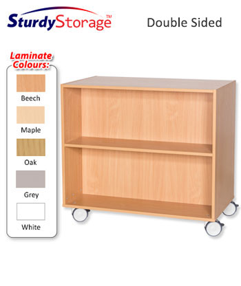 Sturdy Storage 900mm High Mobile Double Sided Bookcase