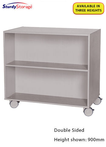 Sturdy Storage - Grey 1000mm Wide Mobile Double Sided Bookcase