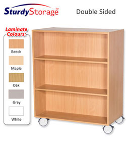 Sturdy Storage - 1200mm High Mobile Double Sided Bookcase