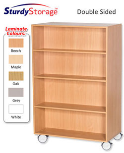 Sturdy Storage - 1500mm High Mobile Double Sided Bookcase