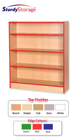 Sturdy Storage Bookcase with Coloured Edge - 1250mm High