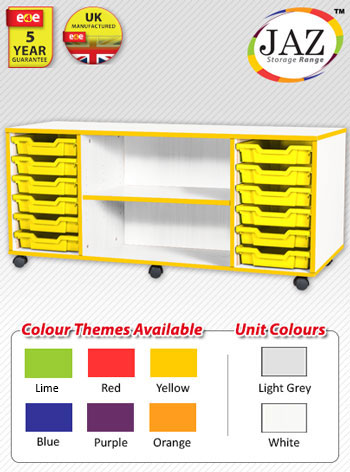 Jaz Storage Range - Quad Width Tray with Middle Open Storage