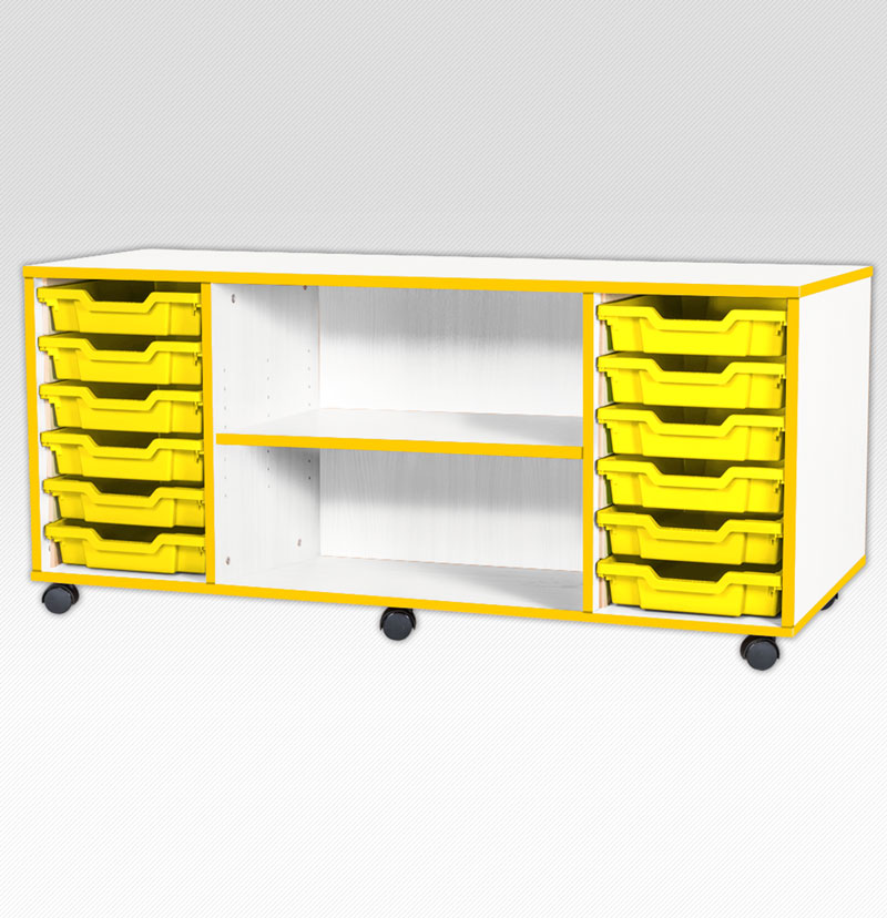 Jaz Storage Range - Quad Width Tray with Middle Open Storage