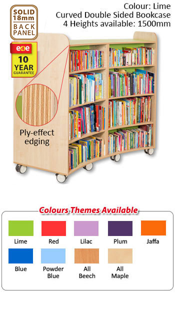 KubbyClass® Curved Double Sided Library Bookcase - 4 Heights Available