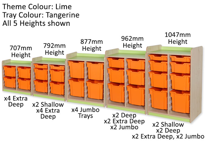 KubbyClass Double Bay Combination Tray Units - 5 Heights