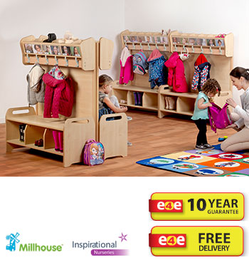 4x Freestanding Cubby Units Set