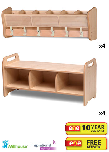 4x Wall Mounted Cubby Sets (2 Units Per Set)