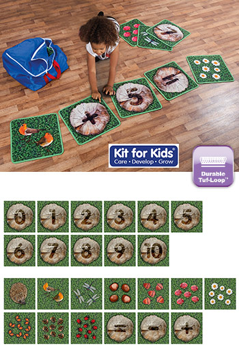 Woodland Set Of 35 Counting Mini Placement Carpets With Holdall - 4m x 4m