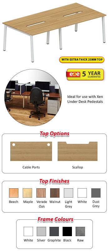 Xero 4 Person Back-To-Back Fixed Top Bench Desk