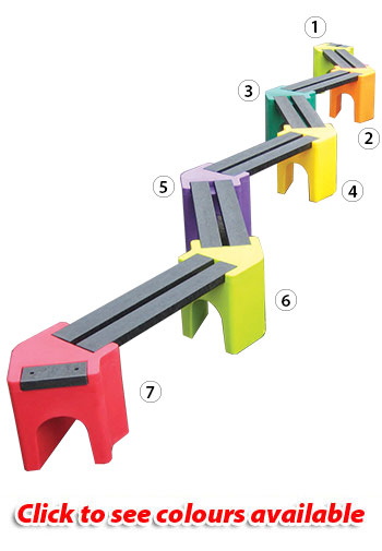 Multicoloured Zigzag Bench - 12 Person Unit