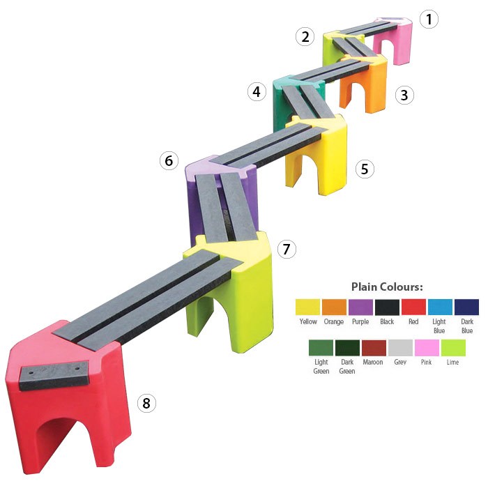 Multicoloured Zigzag Bench - 14 Person Unit