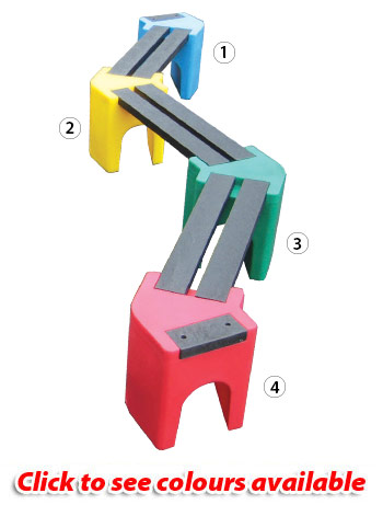 Multicoloured Zigzag Bench - 6 Person Unit