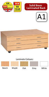 Ready Assembled 3 Drawer A1 Plan Chest