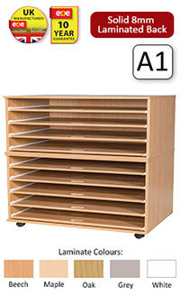 Ready Assembled 9 Sliding Shelves A1 Paper Storage