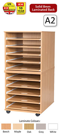 Ready Assembled 10 Sliding Shelves A2 Paper Storage