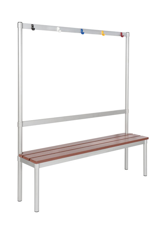 Gopak Enviro 1600mm Changing Room Bench with Coloured hooks