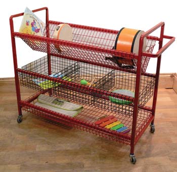 Music Storage Trolley (V-shaped top basket, 3 wire middle baskets and large bottom tray)