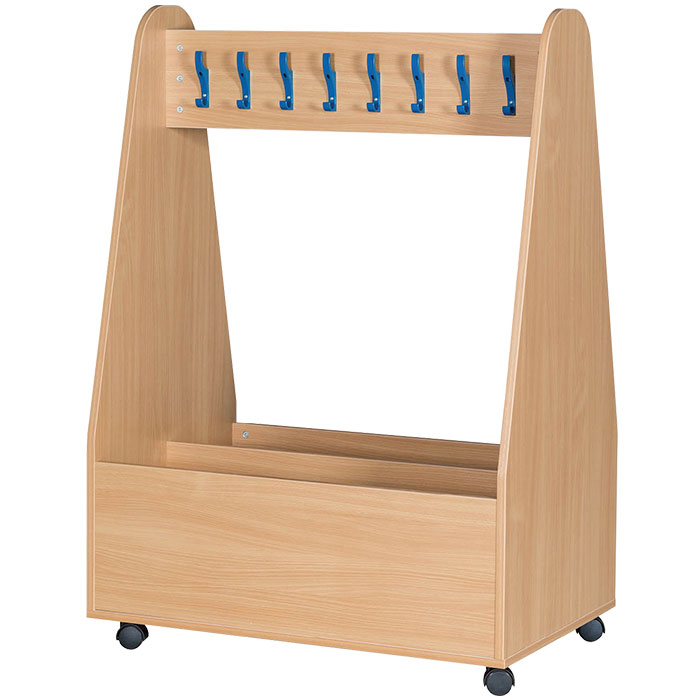 Double Sided, Mobile Cloakroom Trolley - 16 Unbreakable Coat hooks