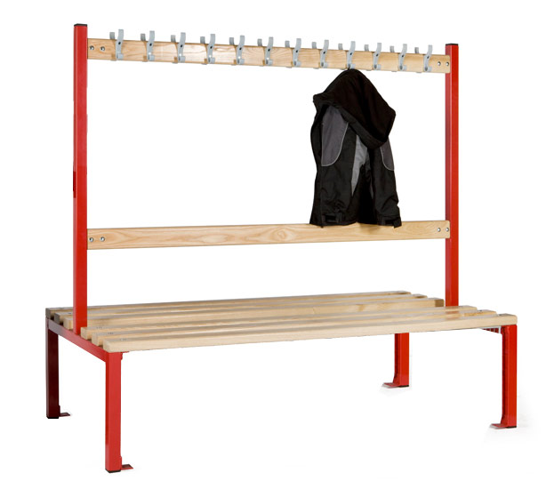 Junior School Cloakroom Island Seating Unit - Double Sided 24 Hooks *Height - 1370mm*